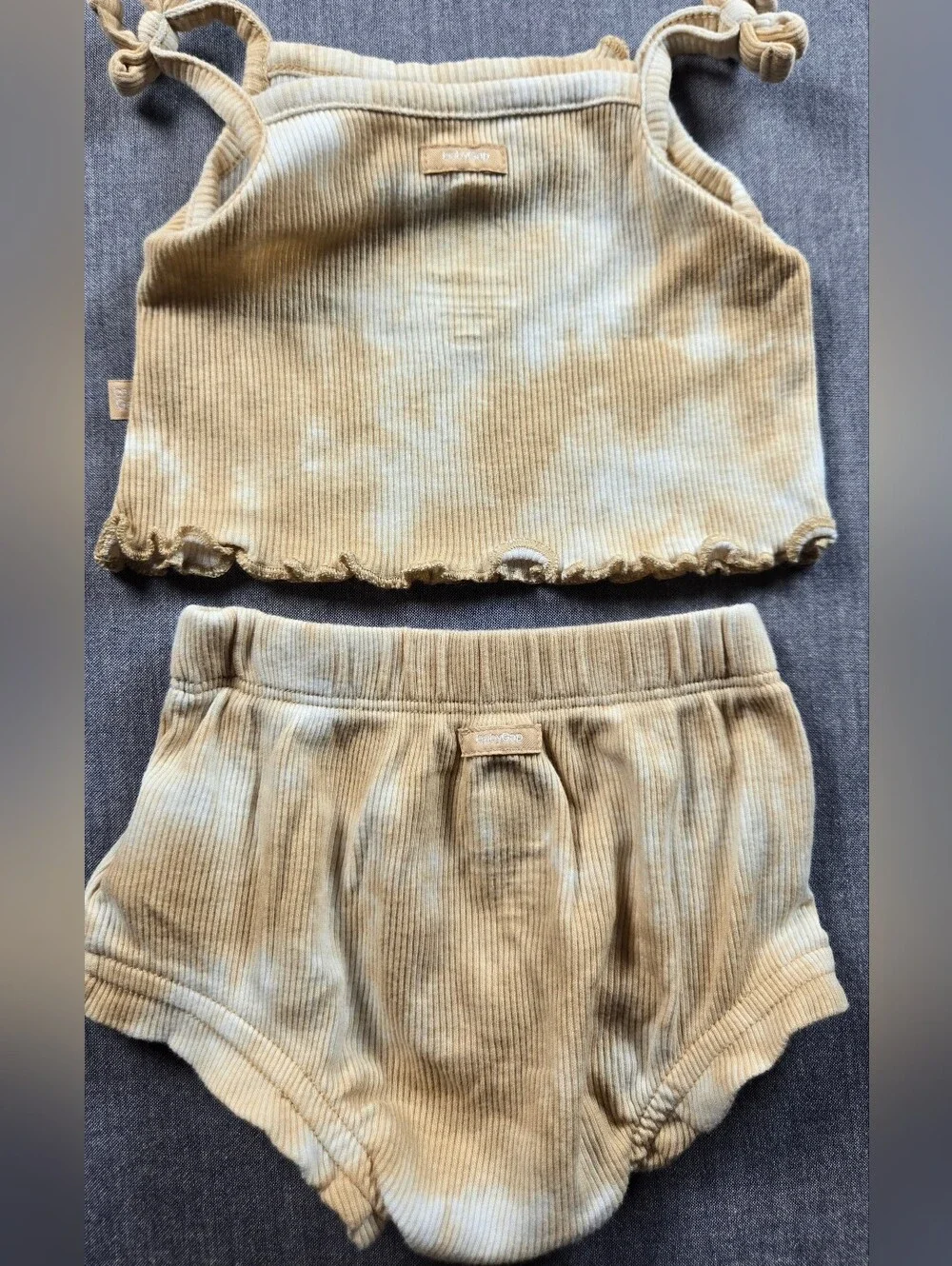 GAP Kids Cream & Pale Yellow Ribbed Tie-Dye Tank and Shorts Set